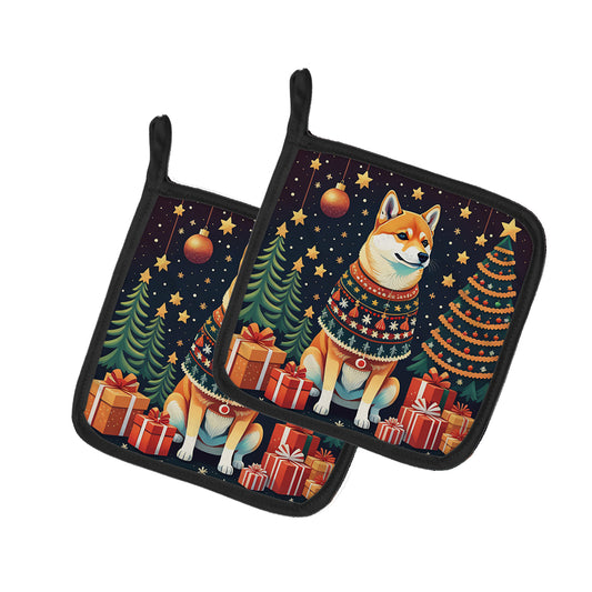 Buy this Shiba Inu Christmas Pair of Pot Holders