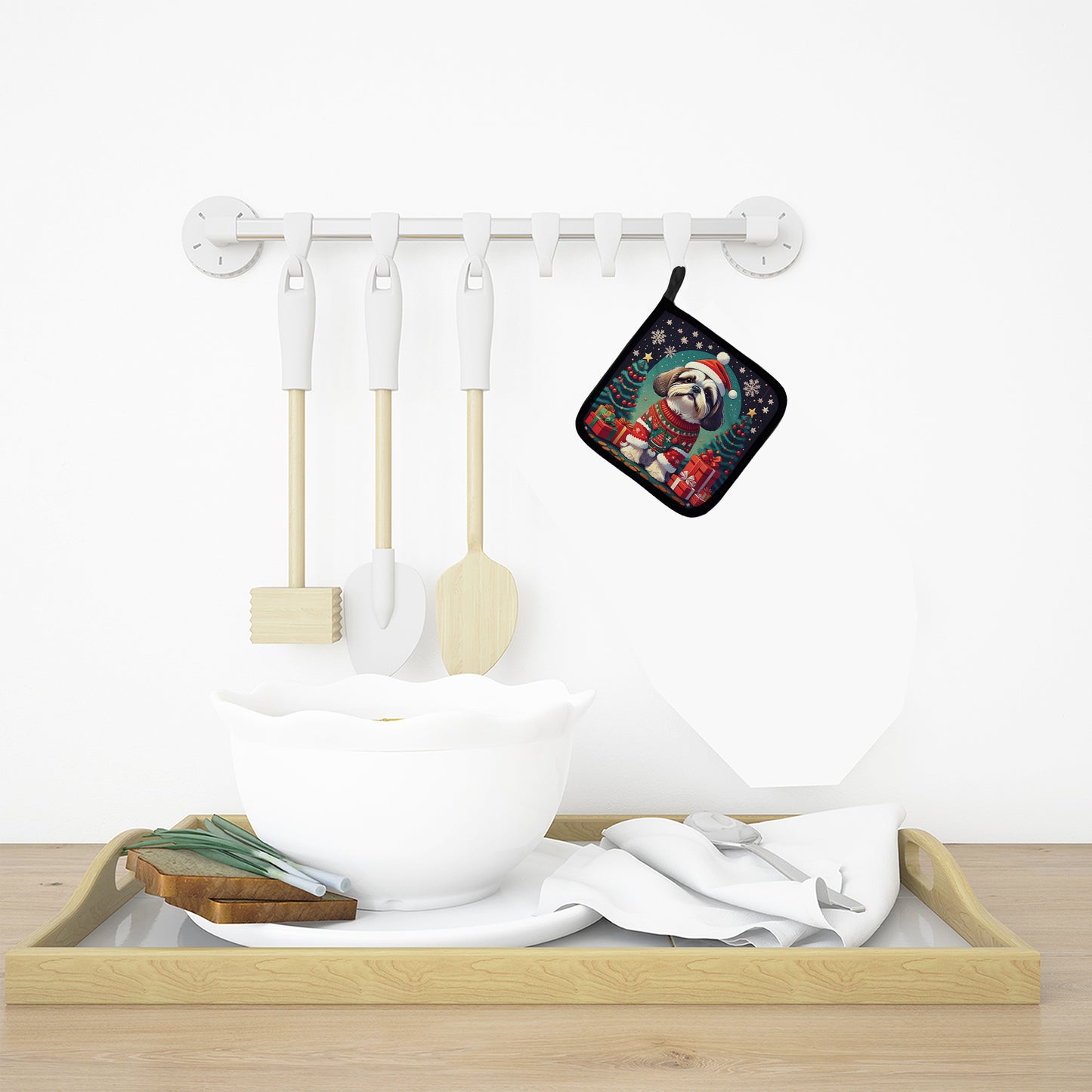 Shih Tzu Christmas Pair of Pot Holders