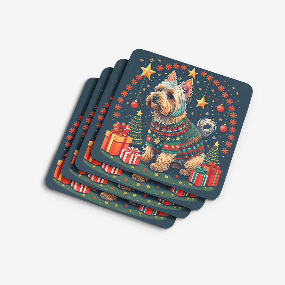 Silky Terrier Christmas Foam Coasters