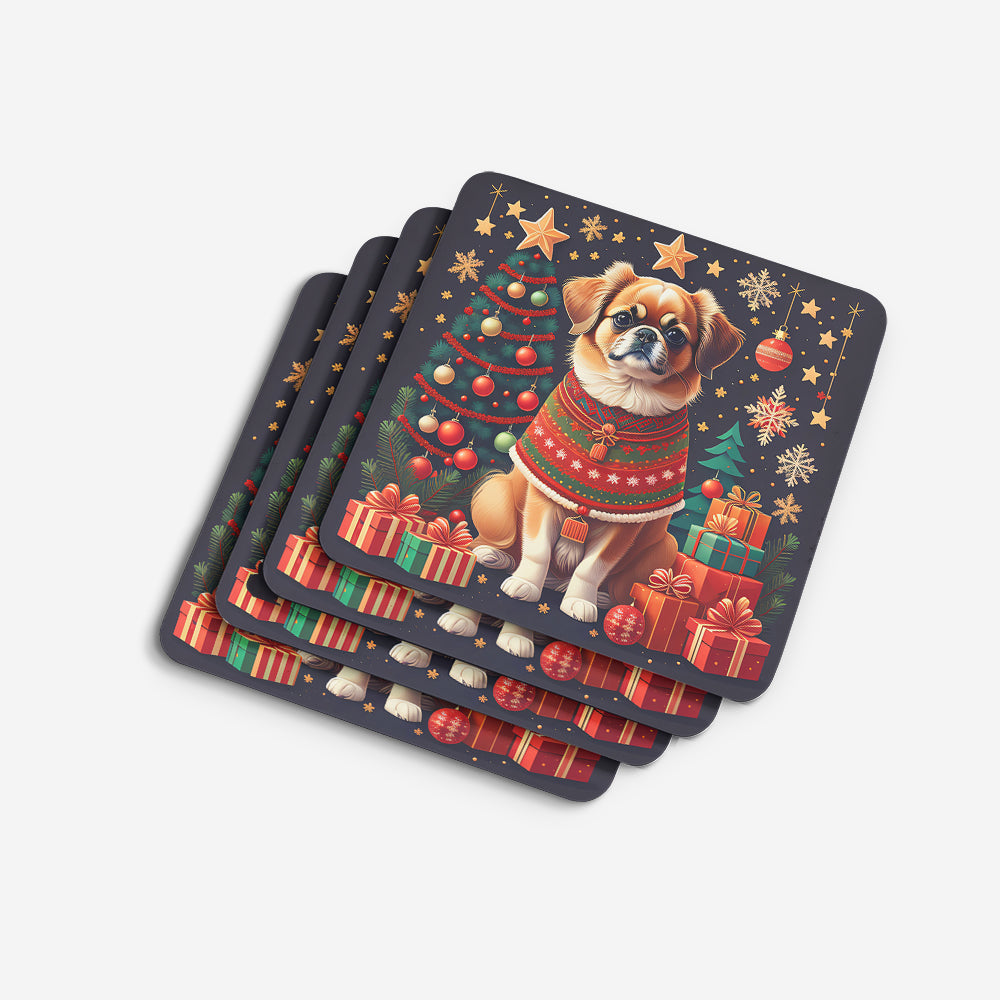 Tibetan Spaniel Christmas Foam Coasters