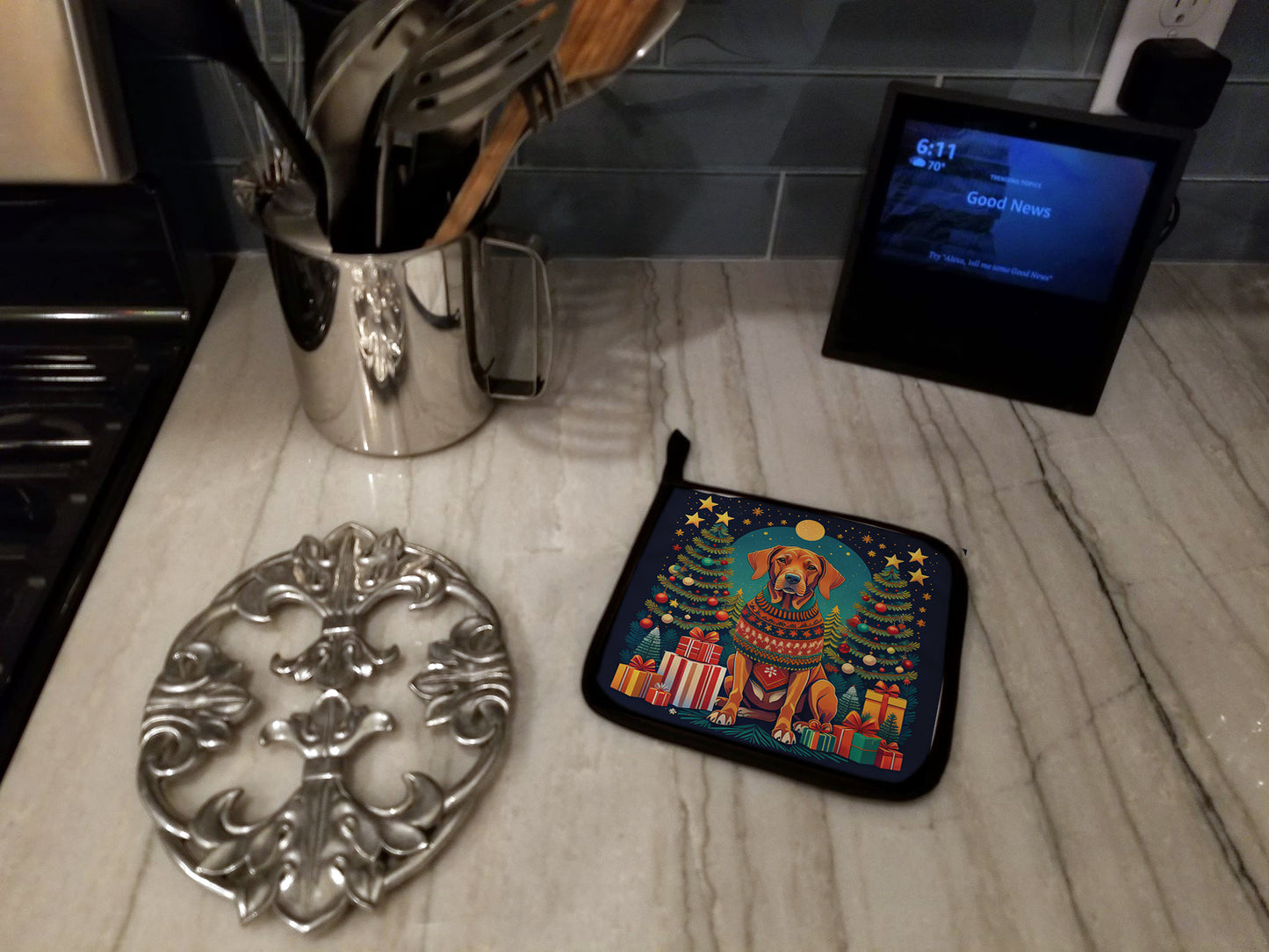 Vizsla Christmas Pair of Pot Holders