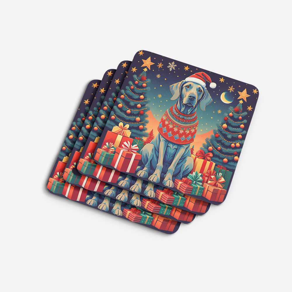 Weimaraner Christmas Foam Coasters