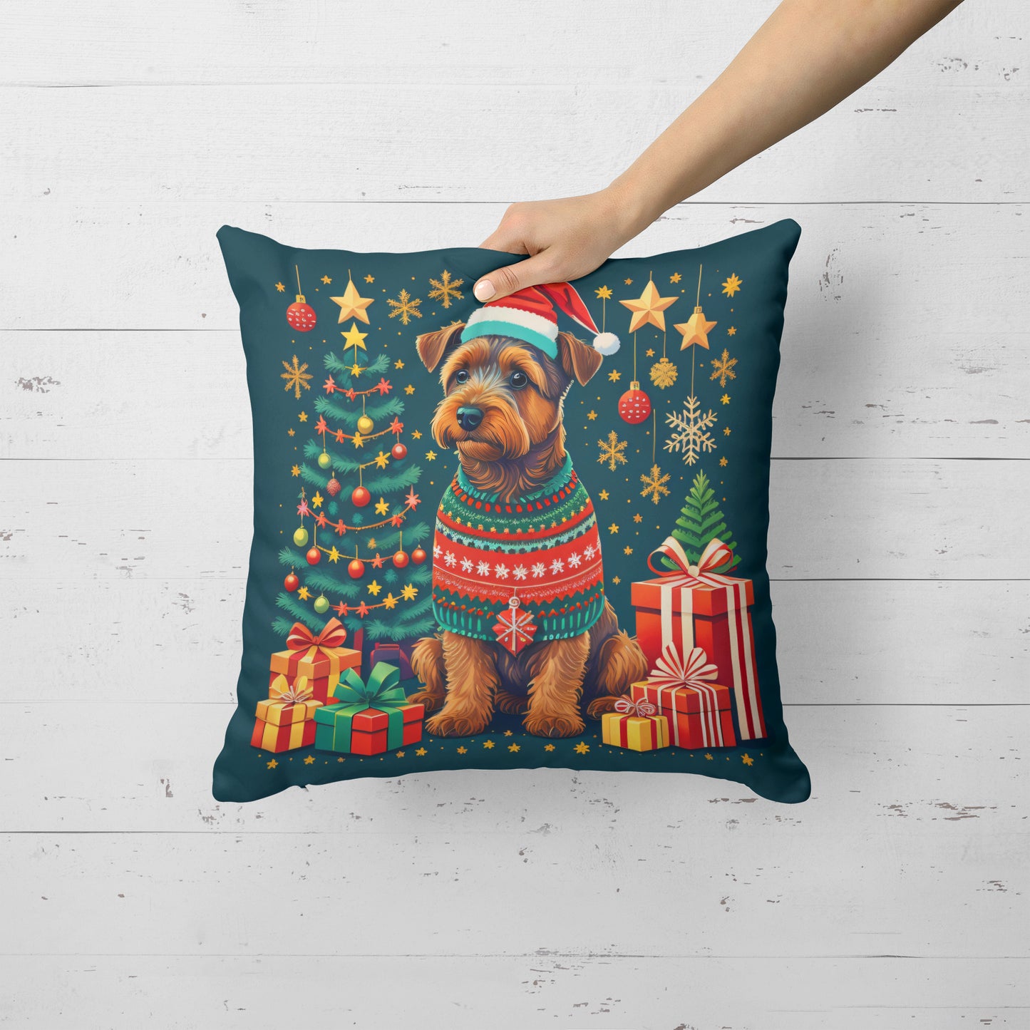 Welsh Terrier Christmas Throw Pillow