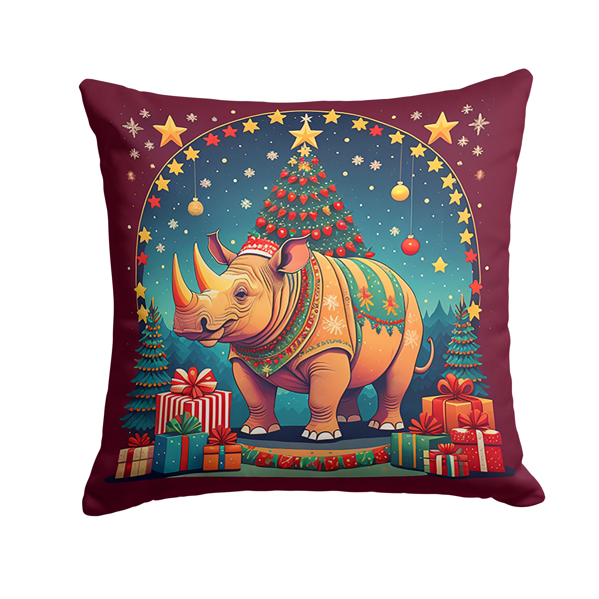 Buy this Rhinoceros Christmas Throw Pillow