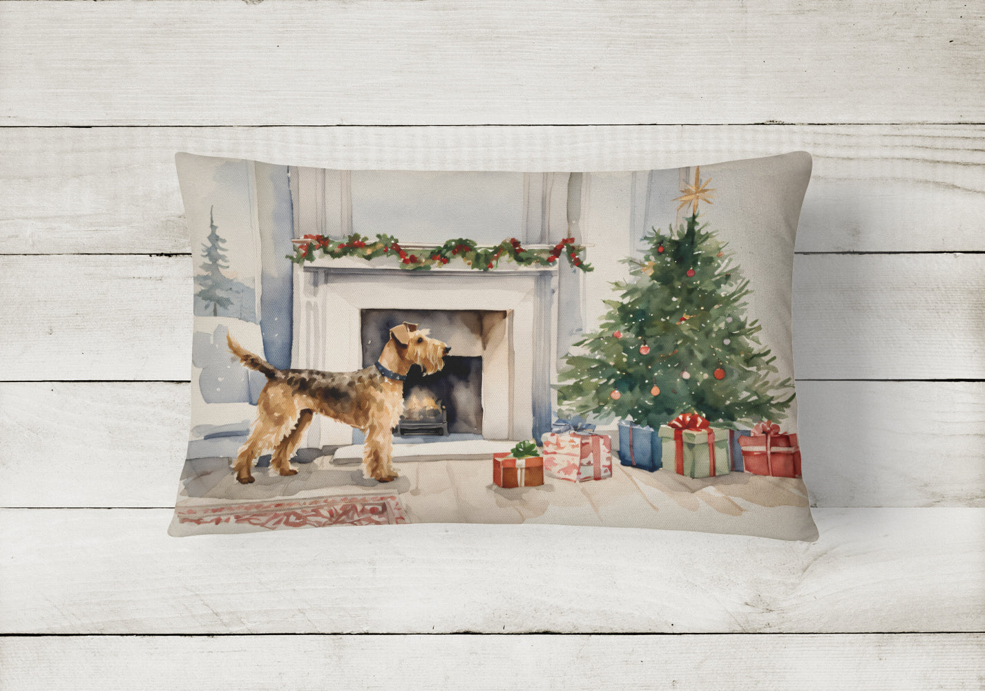 Airedale Terrier Christmas Throw Pillow