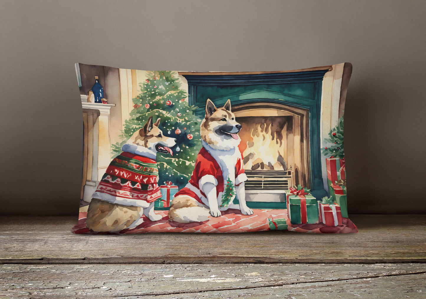 Akita Christmas Throw Pillow