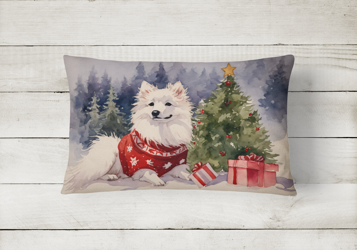 American Eskimo Christmas Throw Pillow