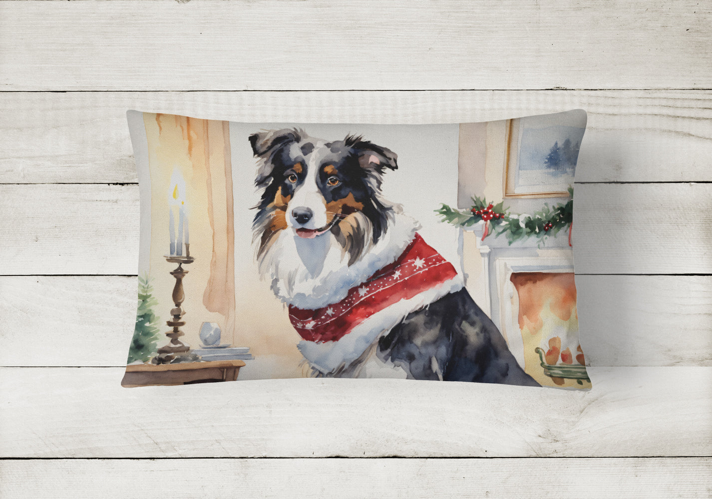 Australian Shepherd Christmas Throw Pillow