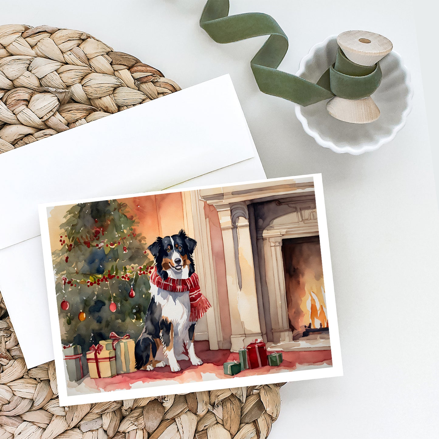 Australian Shepherd Christmas Greeting Cards and Envelopes Pack of 8