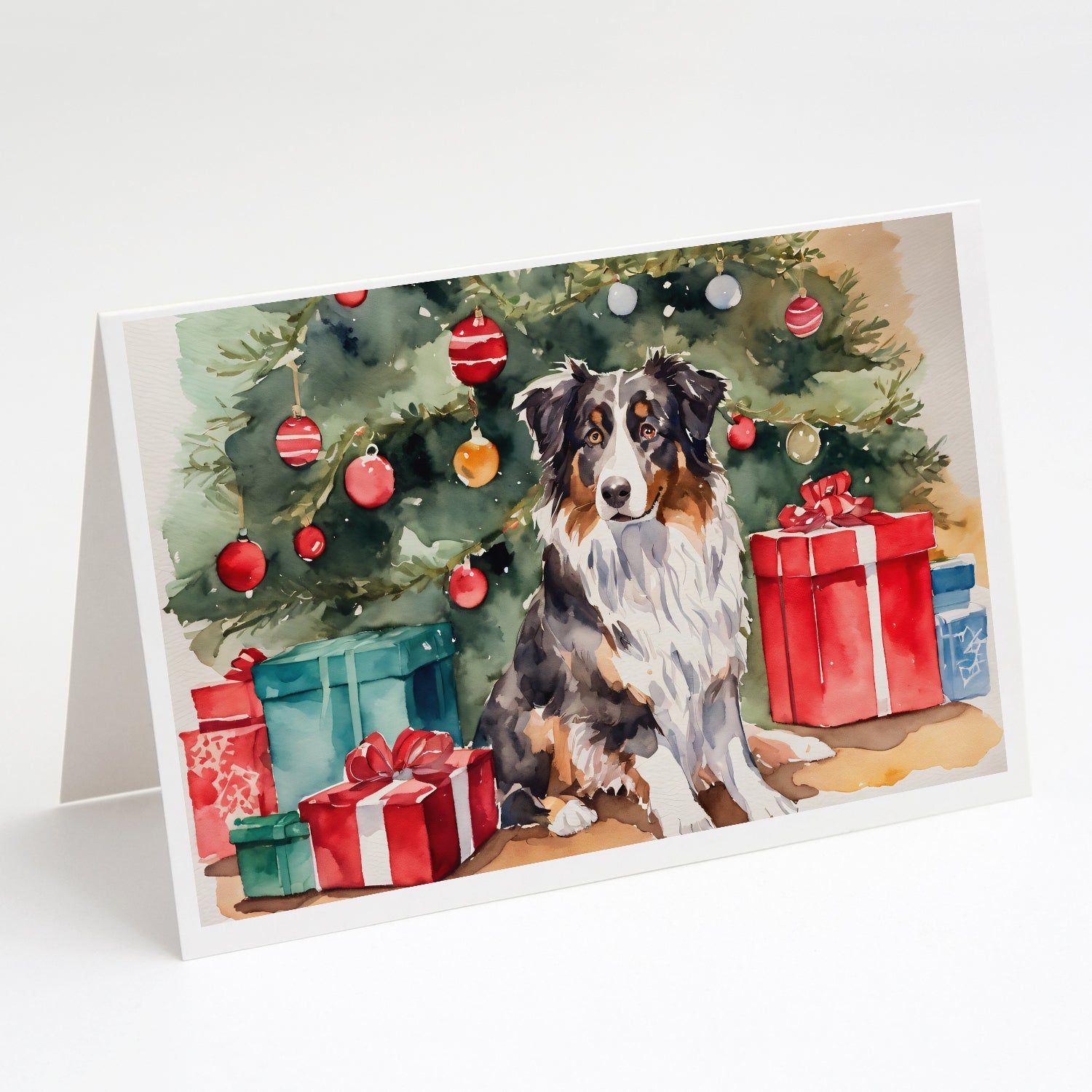 Buy this Australian Shepherd Christmas Greeting Cards and Envelopes Pack of 8