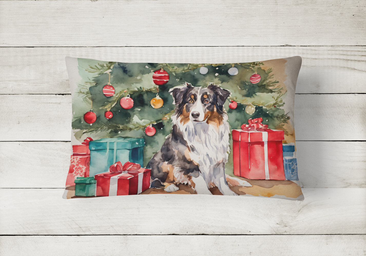 Australian Shepherd Christmas Throw Pillow