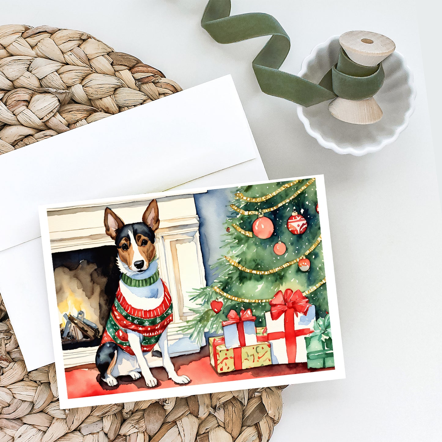 Basenji Christmas Greeting Cards and Envelopes Pack of 8