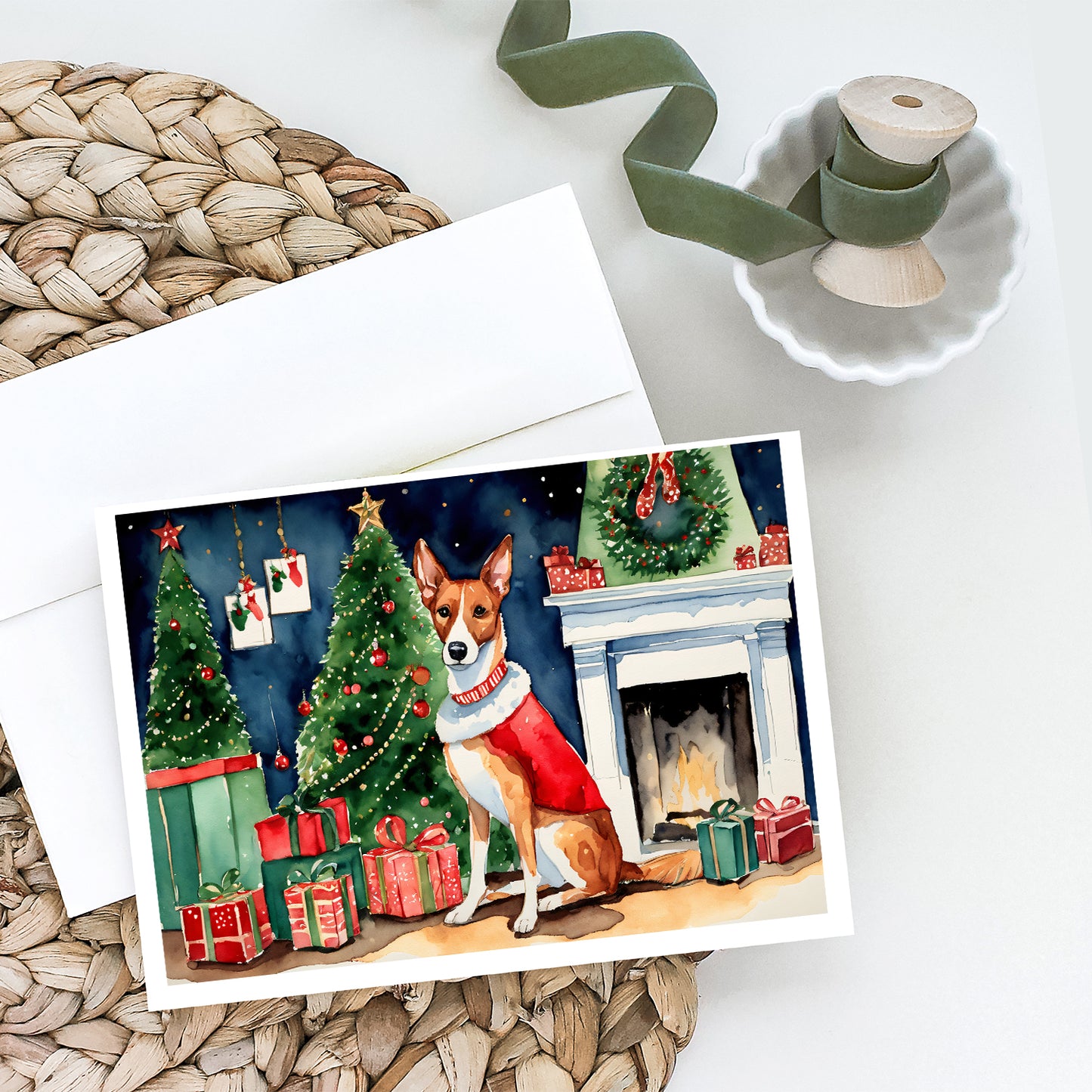 Basenji Christmas Greeting Cards and Envelopes Pack of 8
