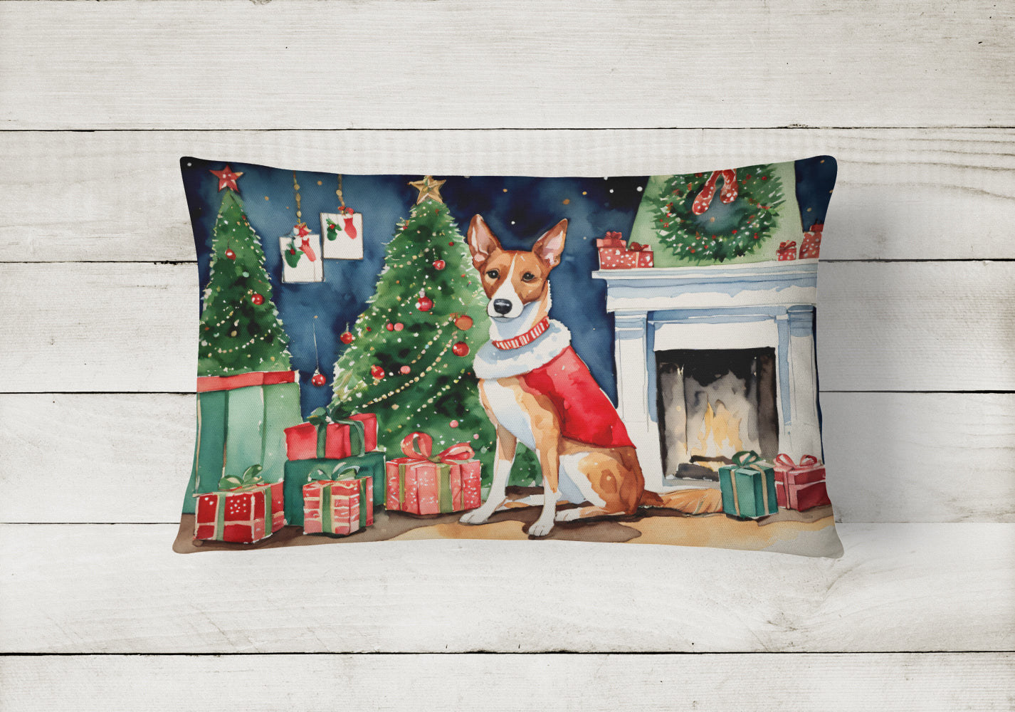 Basenji Christmas Throw Pillow