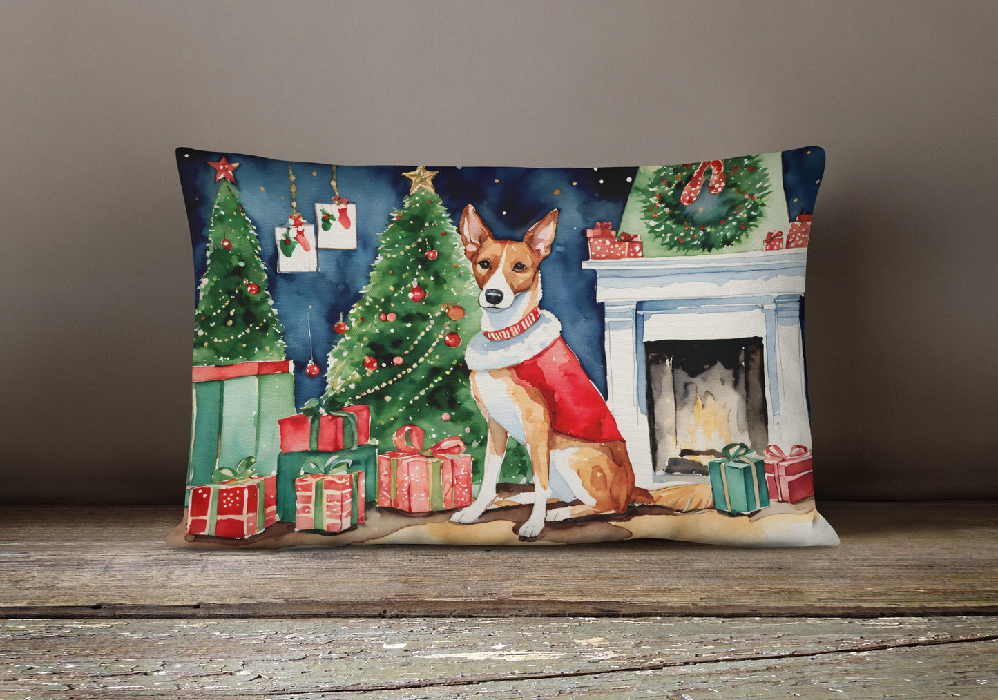 Basenji Christmas Throw Pillow