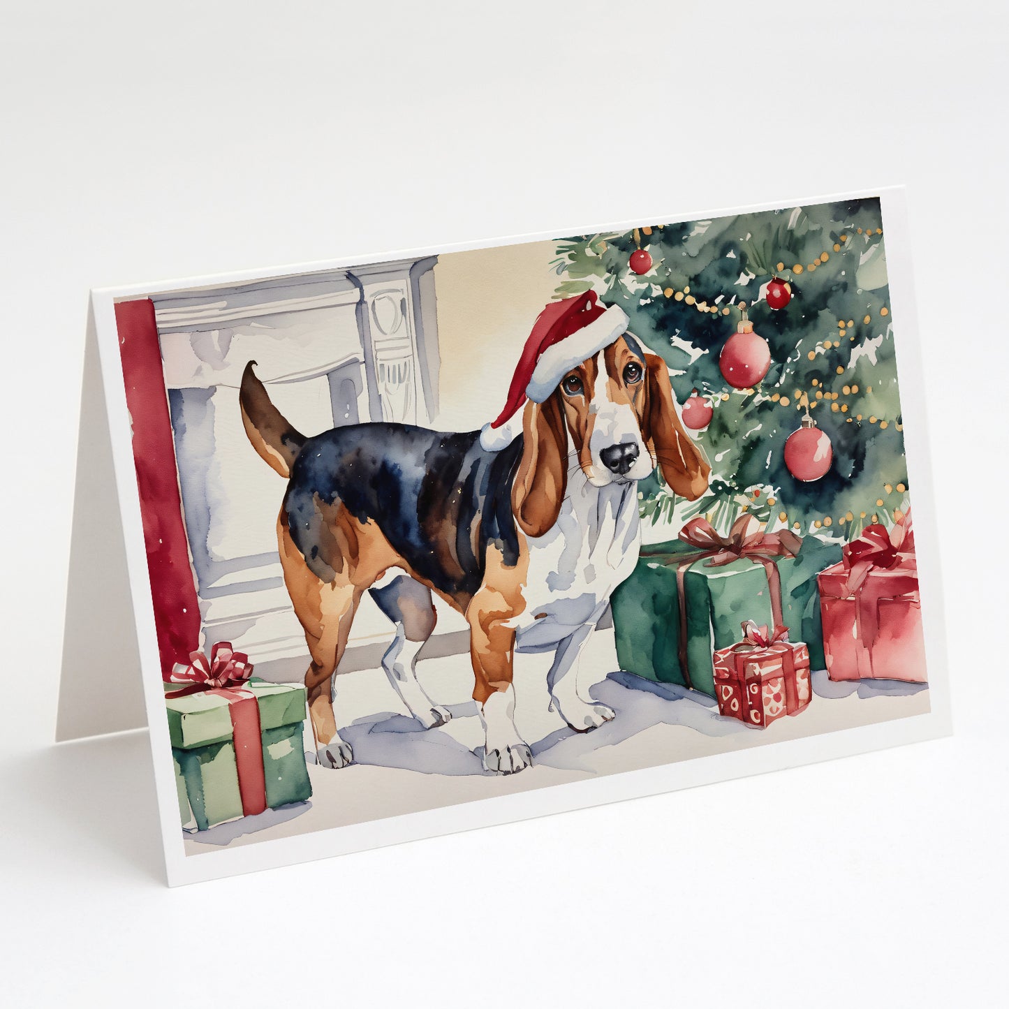 Buy this Basset Hound Christmas Greeting Cards and Envelopes Pack of 8
