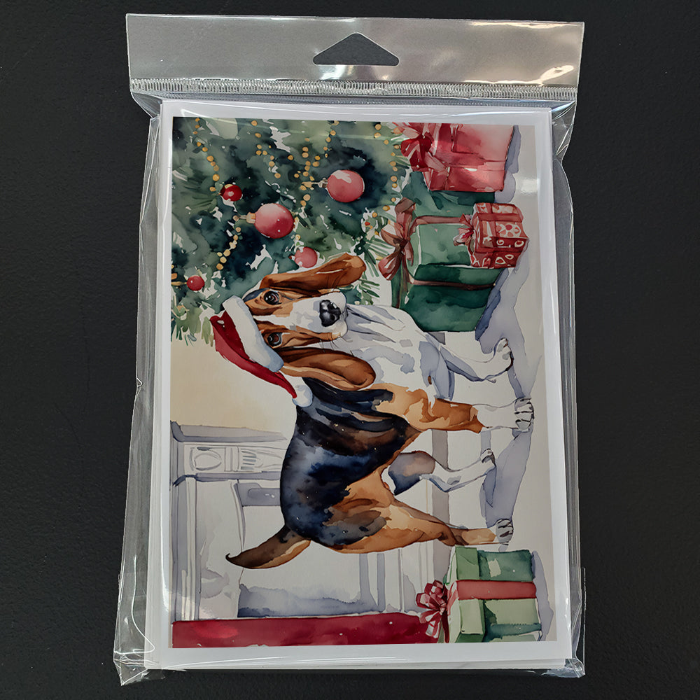 Basset Hound Christmas Greeting Cards and Envelopes Pack of 8