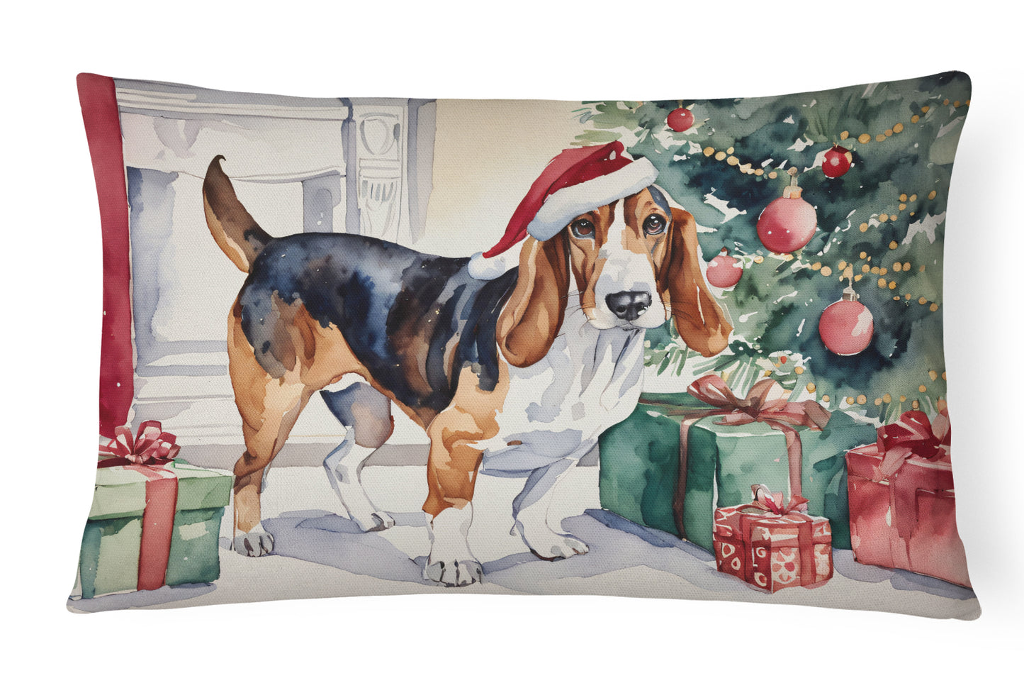 Buy this Basset Hound Christmas Throw Pillow