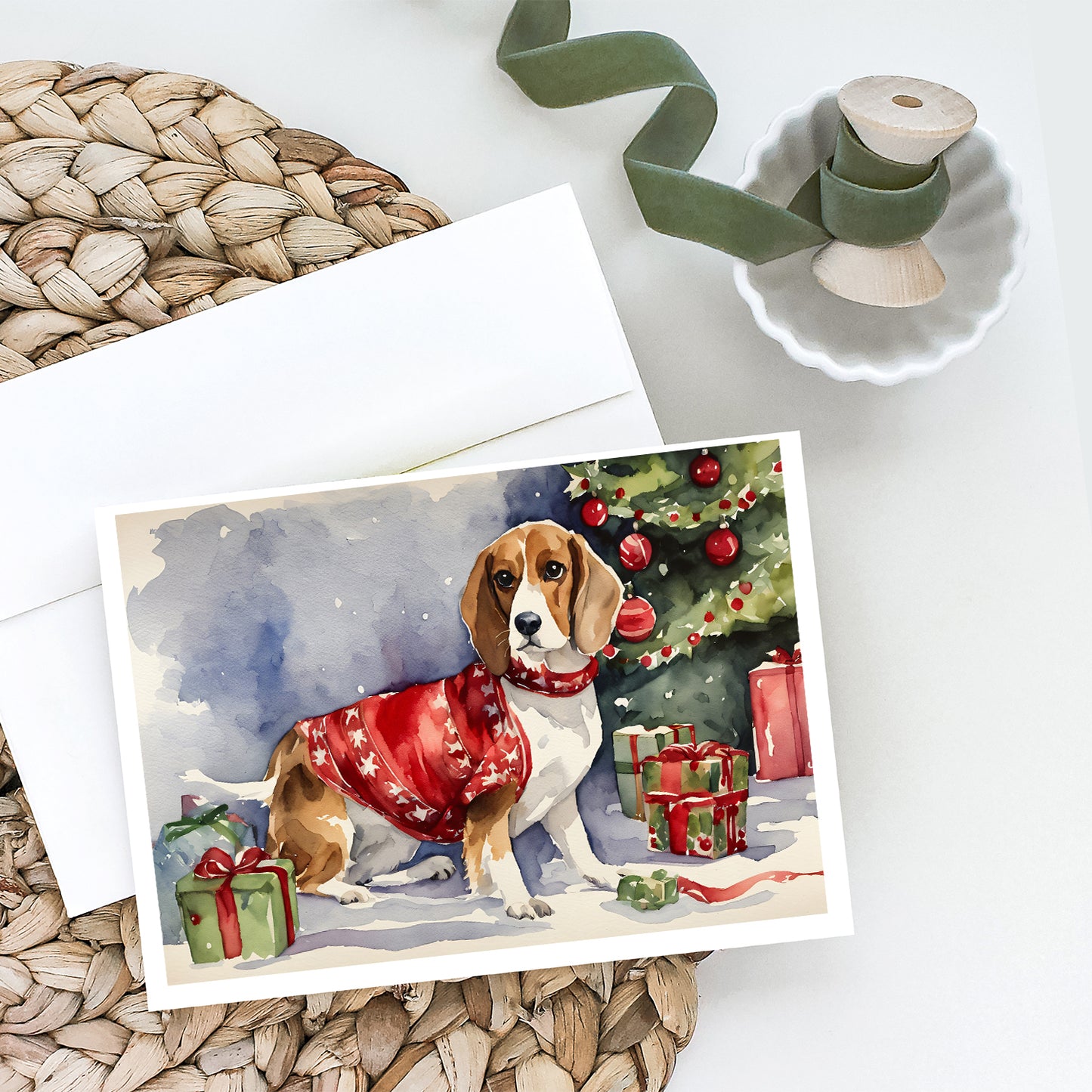 Beagle Christmas Greeting Cards and Envelopes Pack of 8
