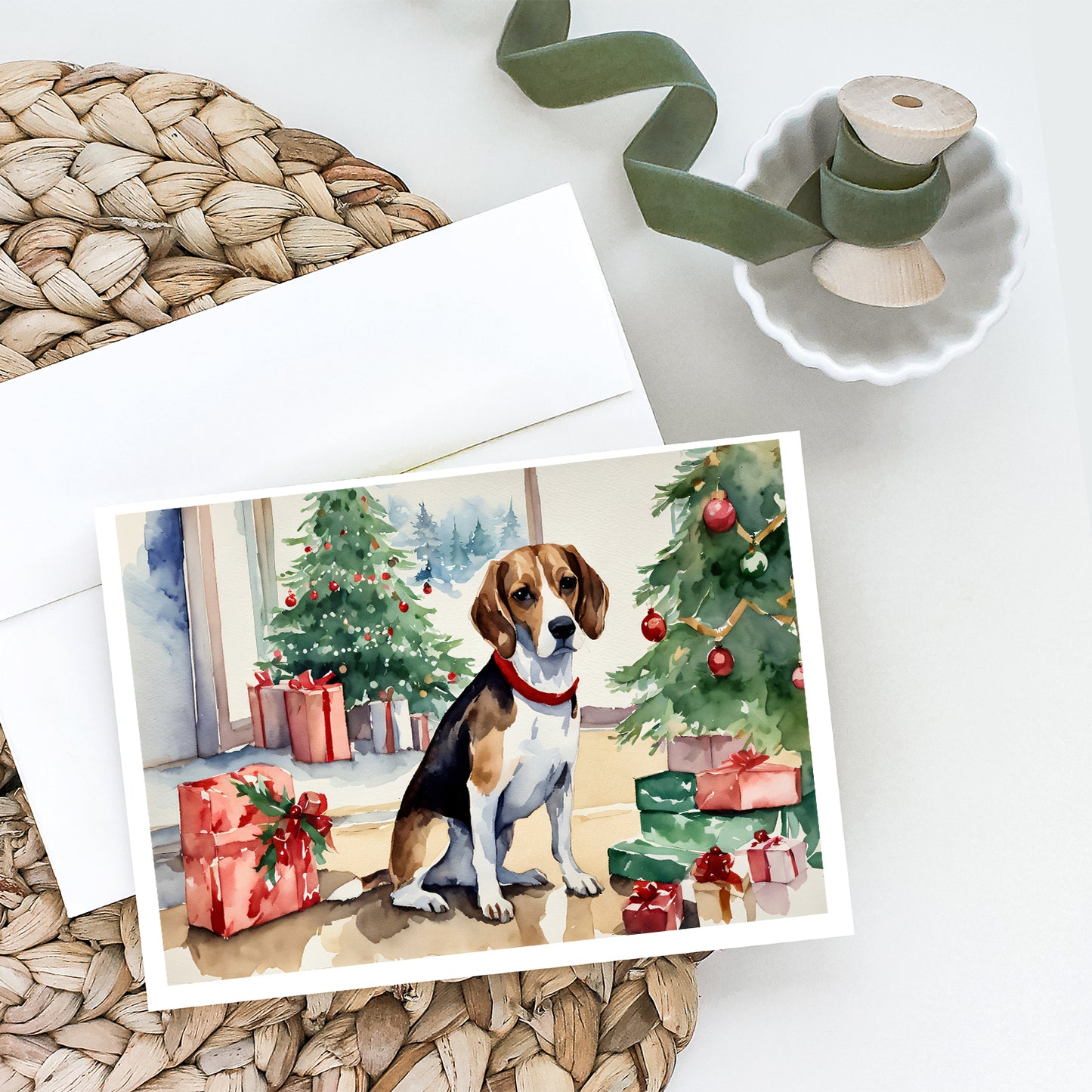 Beagle Christmas Greeting Cards and Envelopes Pack of 8
