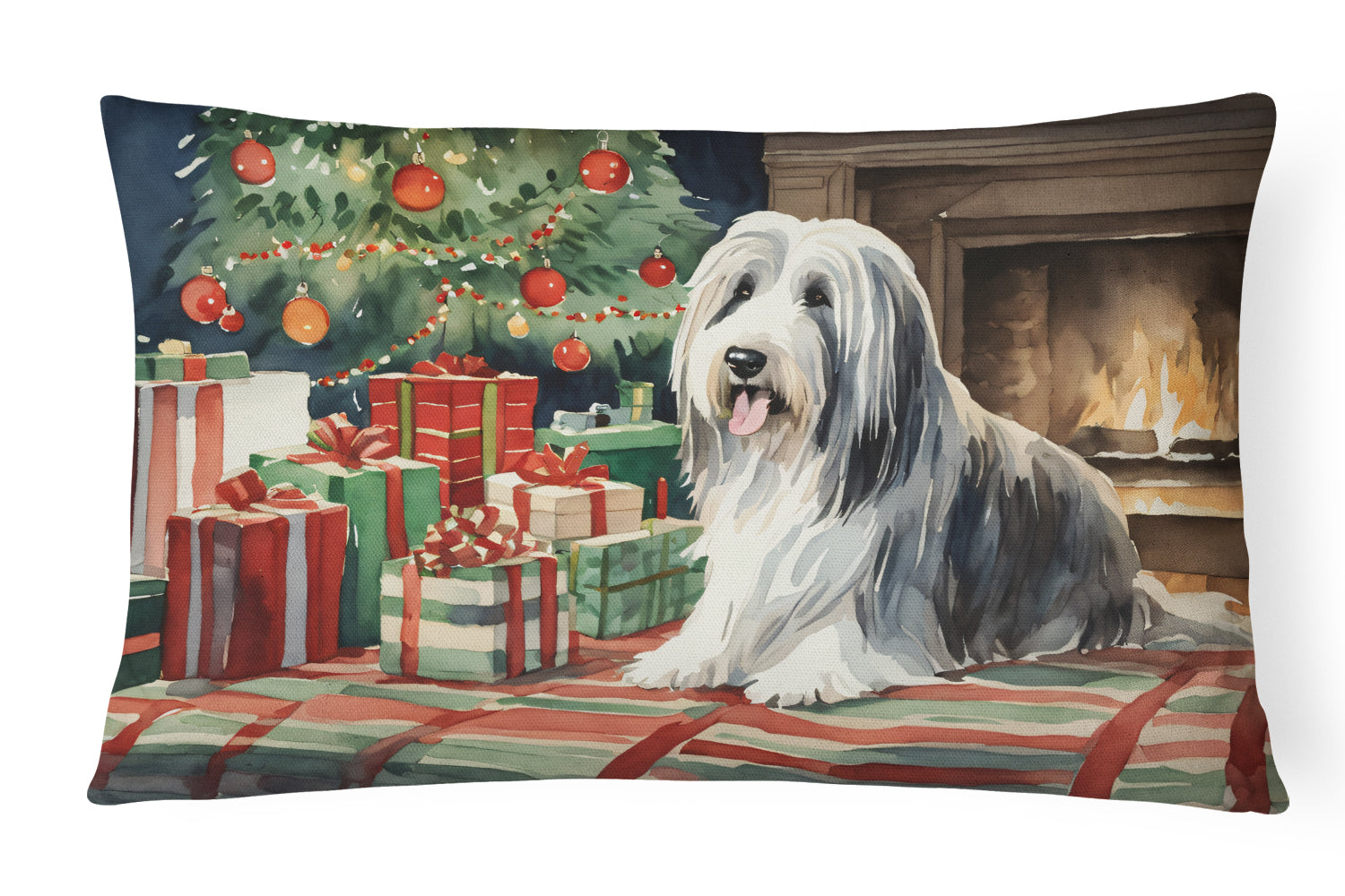 Buy this Bearded Collie Christmas Throw Pillow