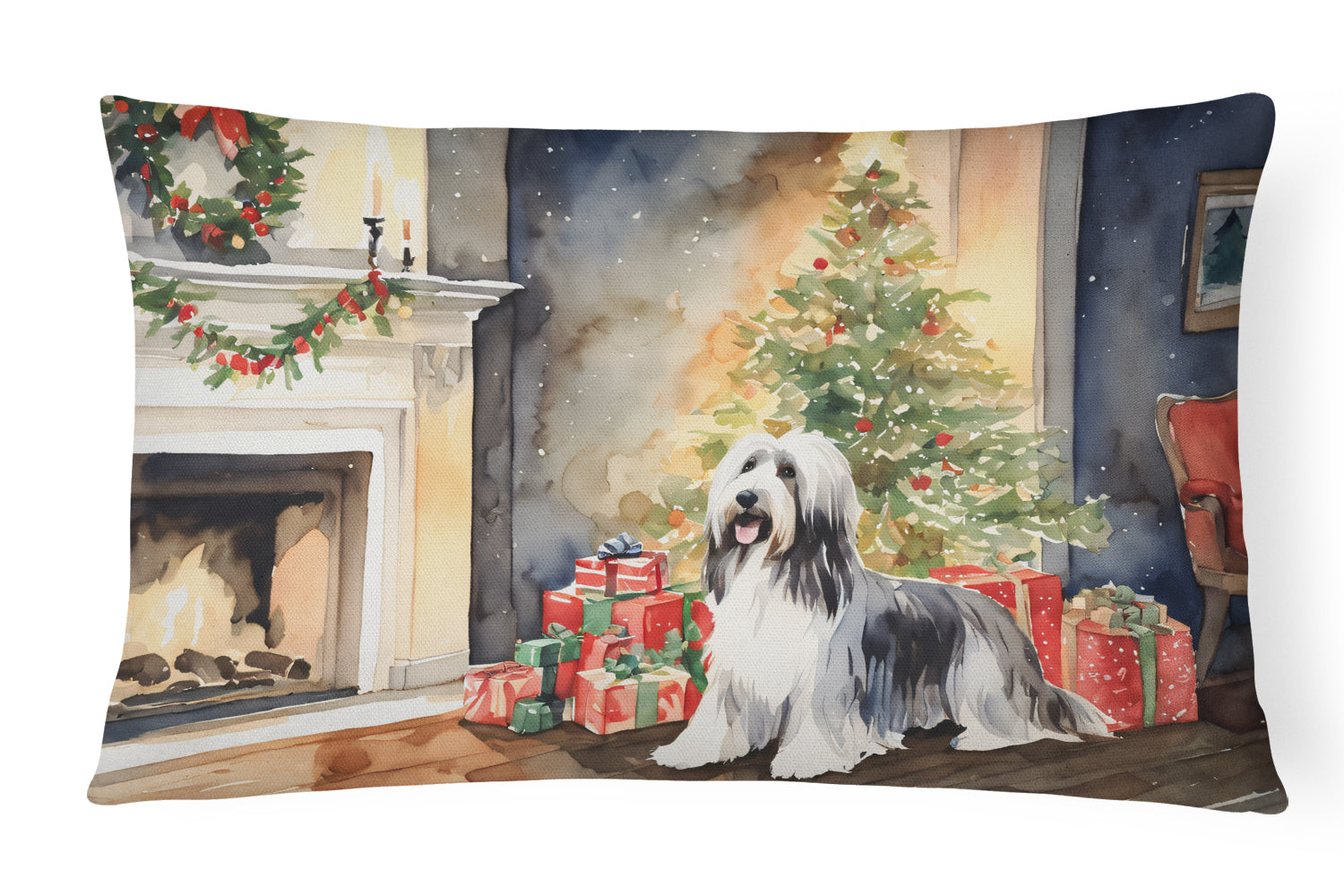 Buy this Bearded Collie Christmas Throw Pillow