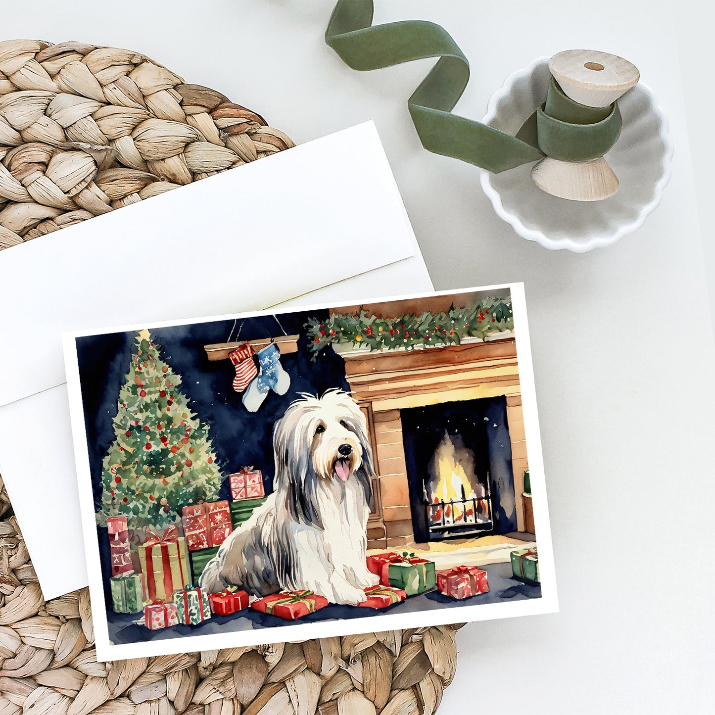 Bearded Collie Christmas Greeting Cards and Envelopes Pack of 8