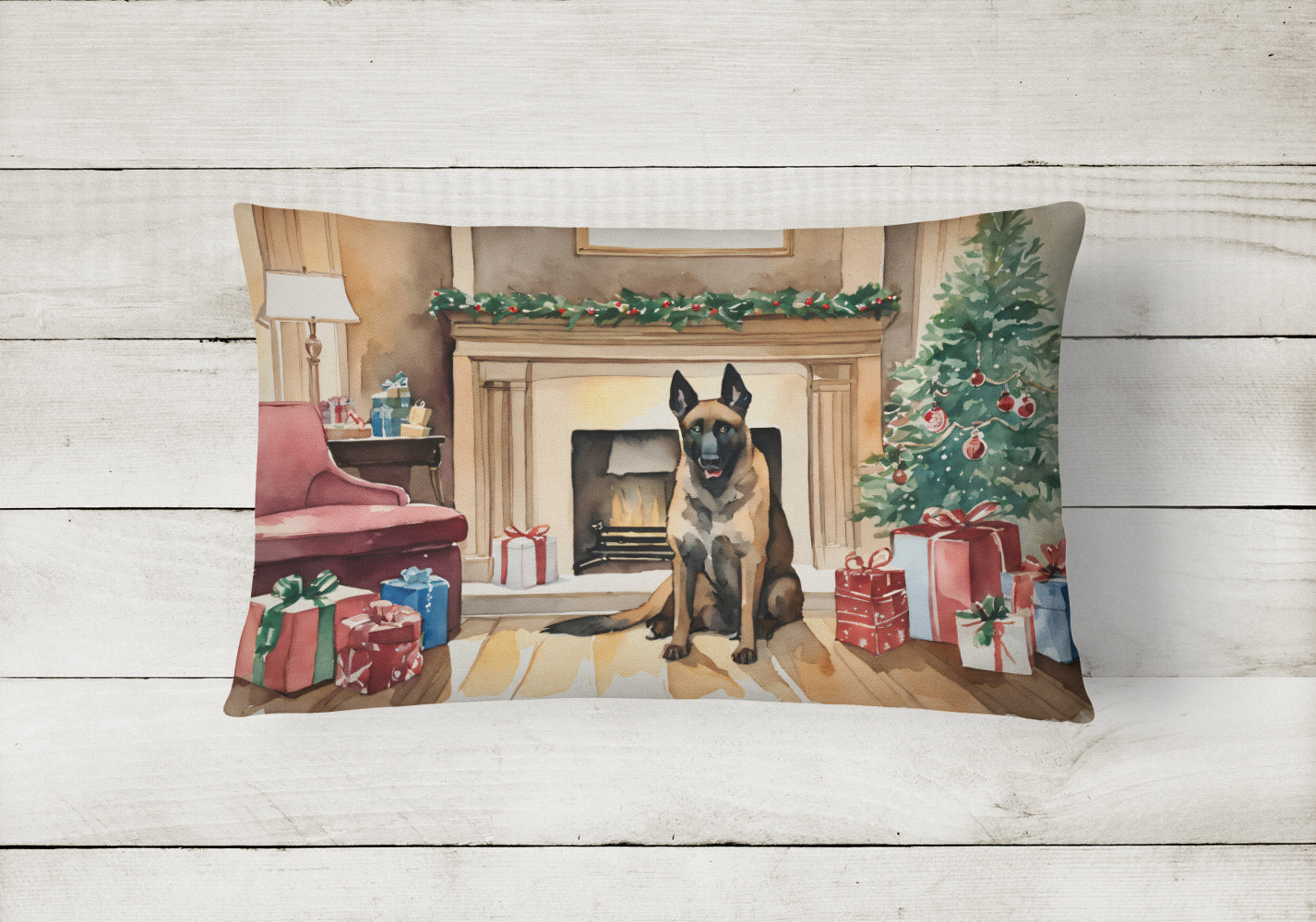 Belgian Malinois Christmas Throw Pillow