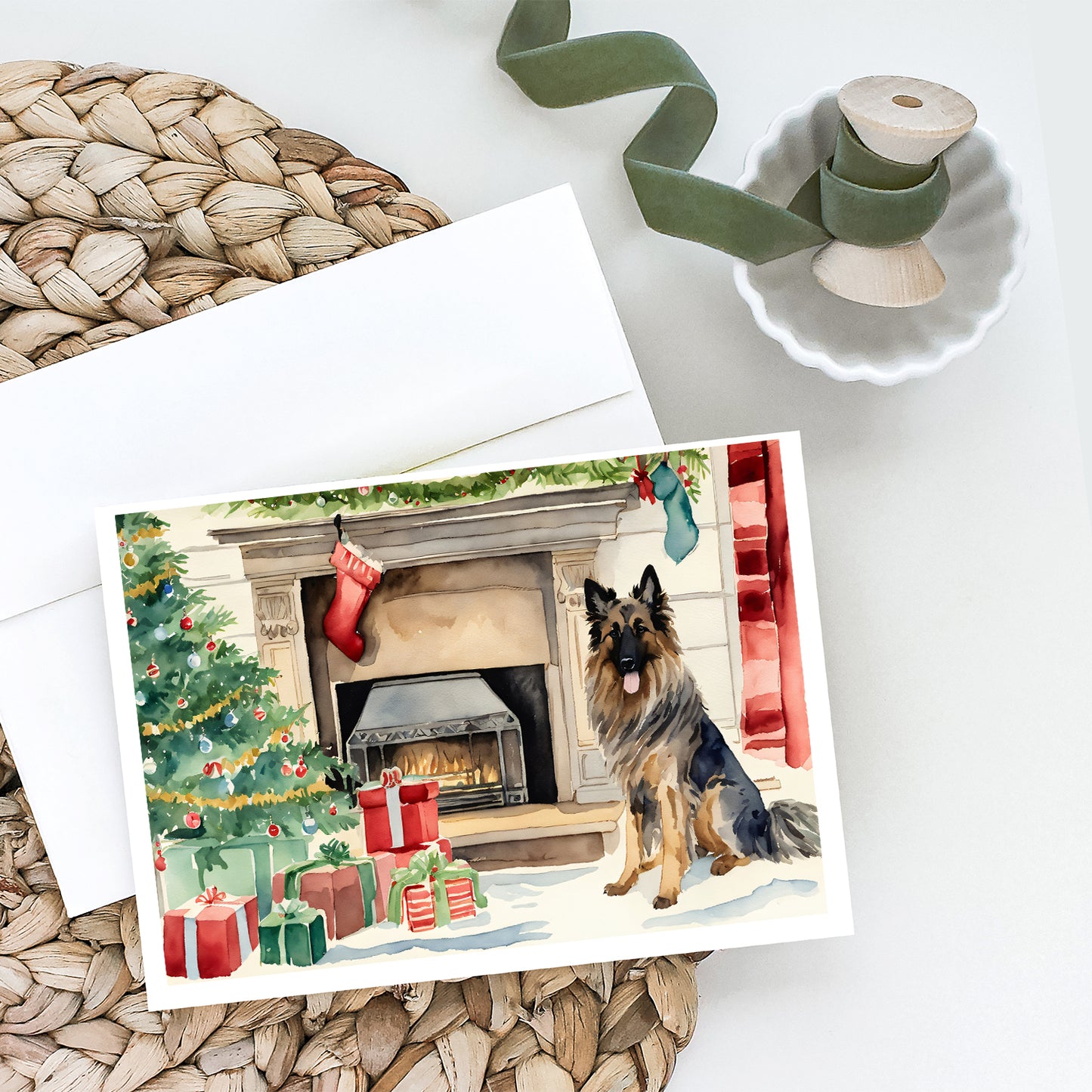 Belgian Tervuren Christmas Greeting Cards and Envelopes Pack of 8