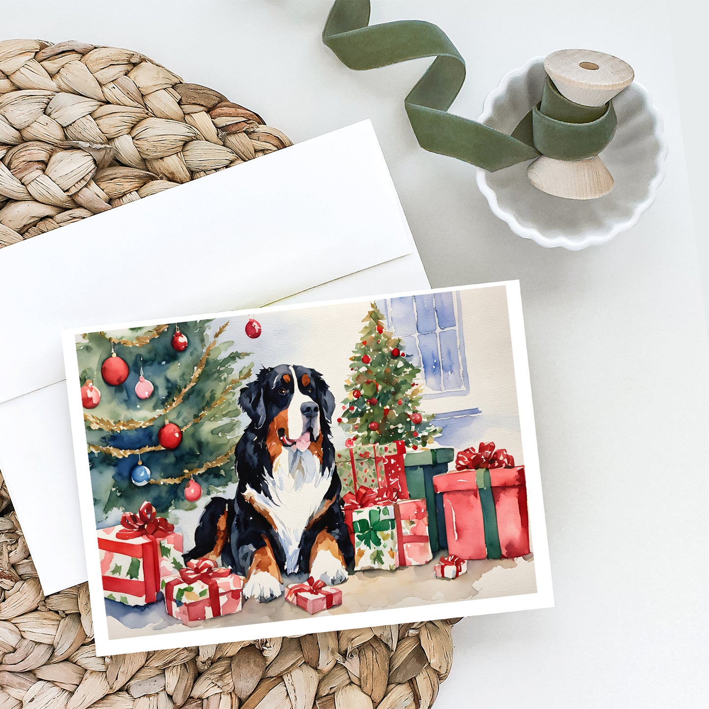 Bernese Mountain Dog Christmas Greeting Cards and Envelopes Pack of 8