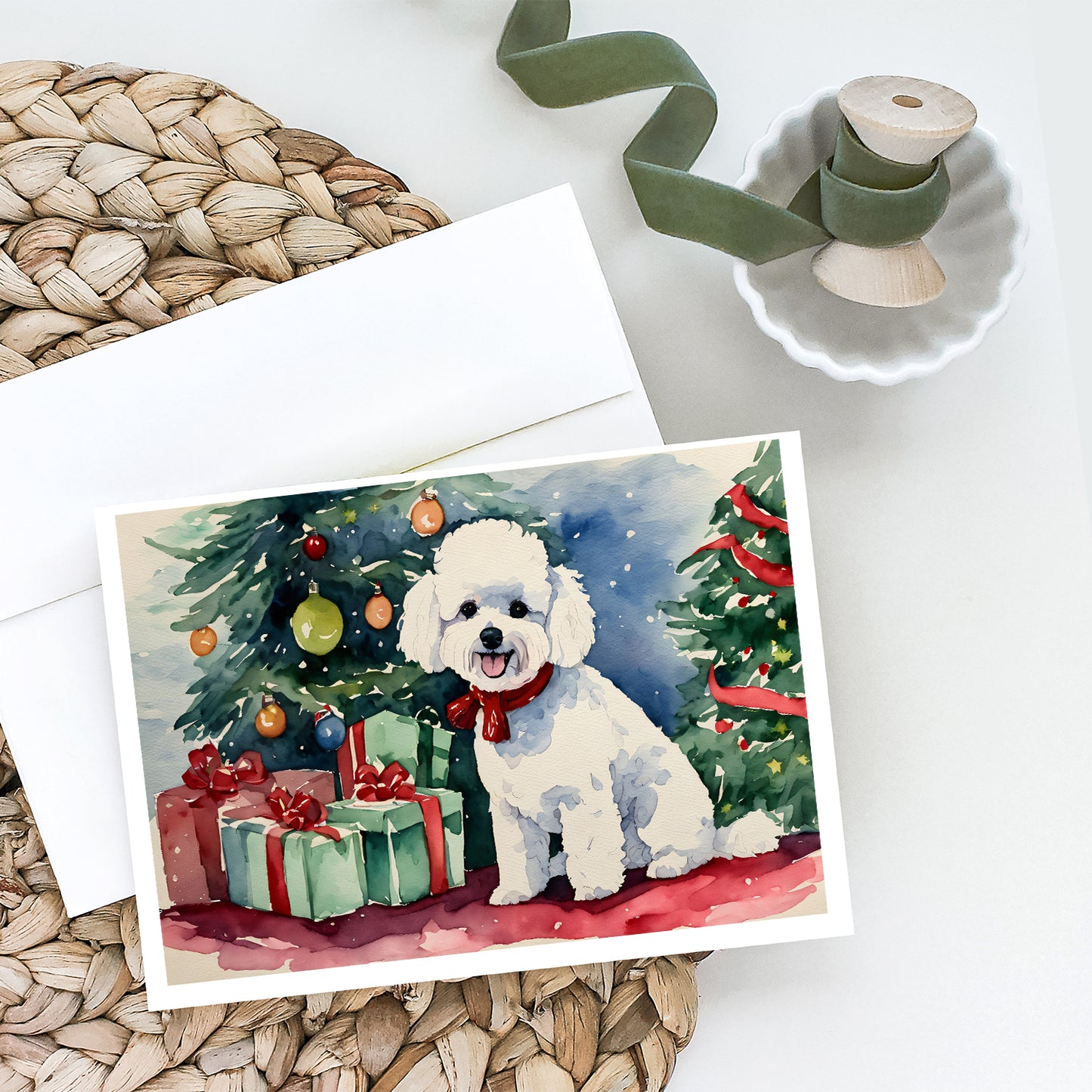 Bichon Frise Christmas Greeting Cards and Envelopes Pack of 8