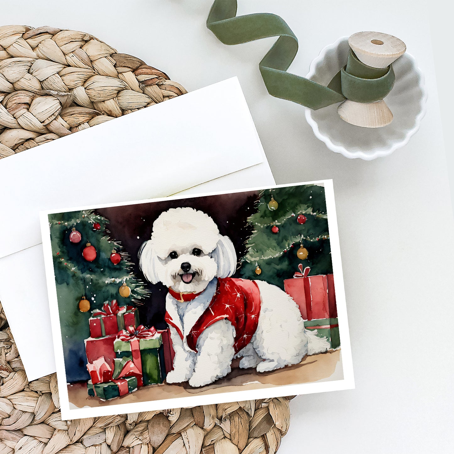 Bichon Frise Christmas Greeting Cards and Envelopes Pack of 8