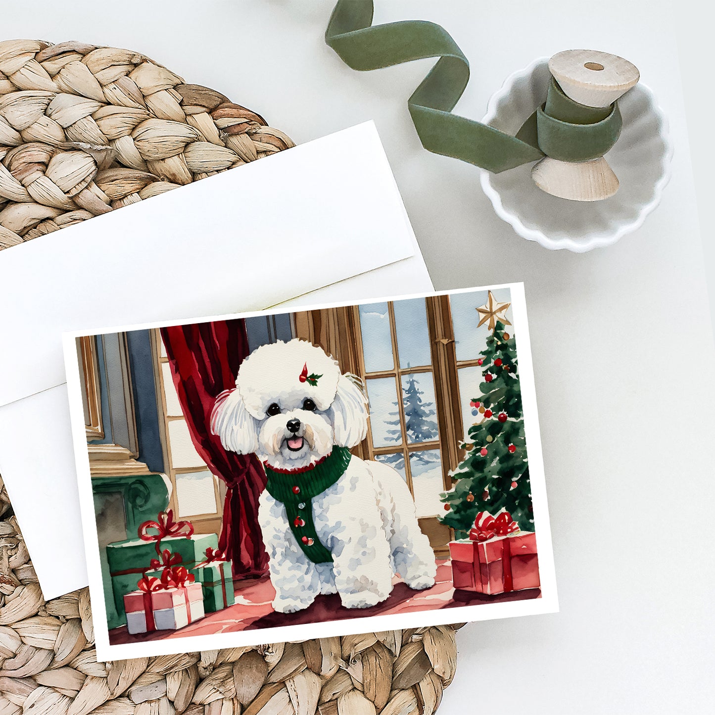 Bichon Frise Christmas Greeting Cards and Envelopes Pack of 8