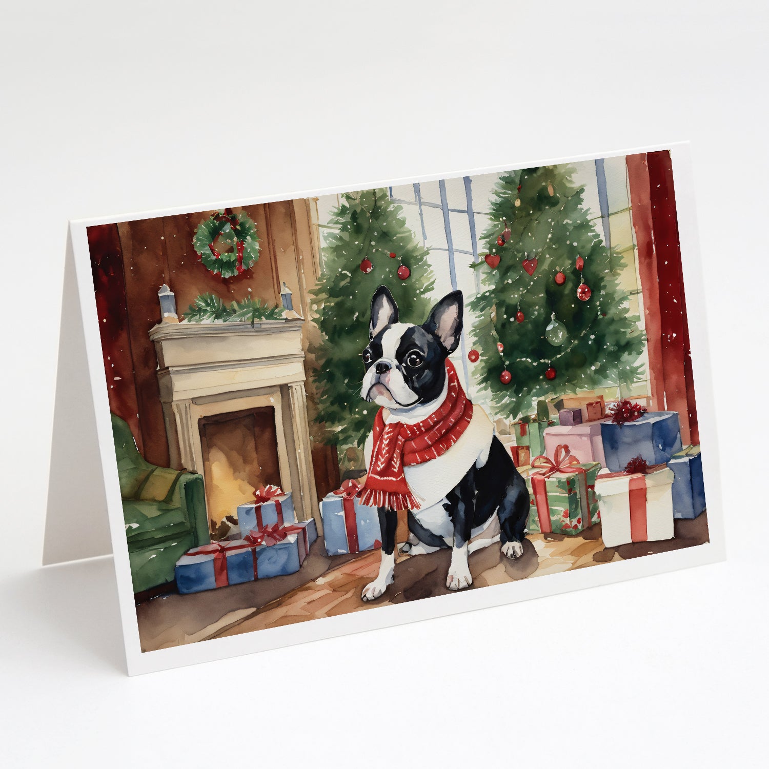 Buy this Boston Terrier Christmas Greeting Cards and Envelopes Pack of 8