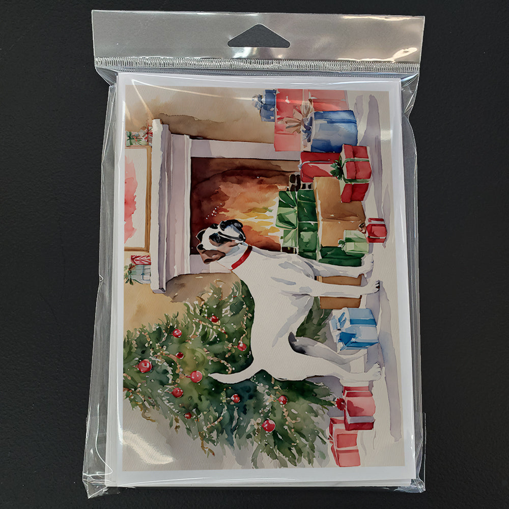 White Boxer Christmas Greeting Cards and Envelopes Pack of 8