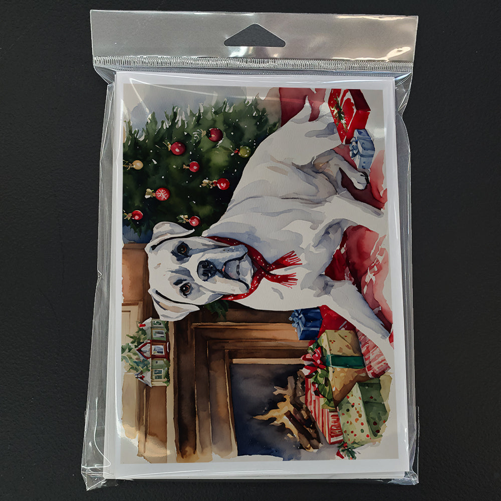 White Boxer Christmas Greeting Cards and Envelopes Pack of 8