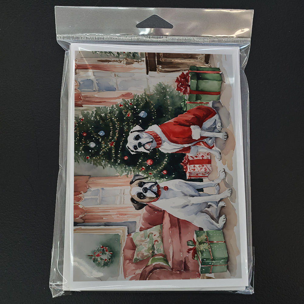 White Boxer Christmas Greeting Cards and Envelopes Pack of 8