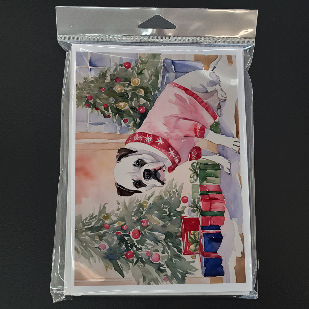 White Boxer Christmas Greeting Cards and Envelopes Pack of 8