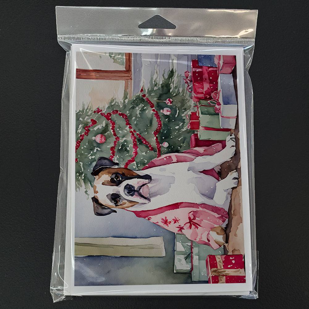 White Boxer Christmas Greeting Cards and Envelopes Pack of 8