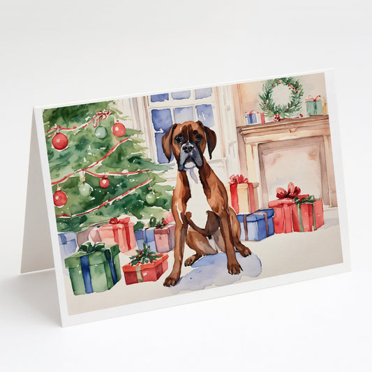 Buy this Fawn Boxer Christmas Greeting Cards and Envelopes Pack of 8