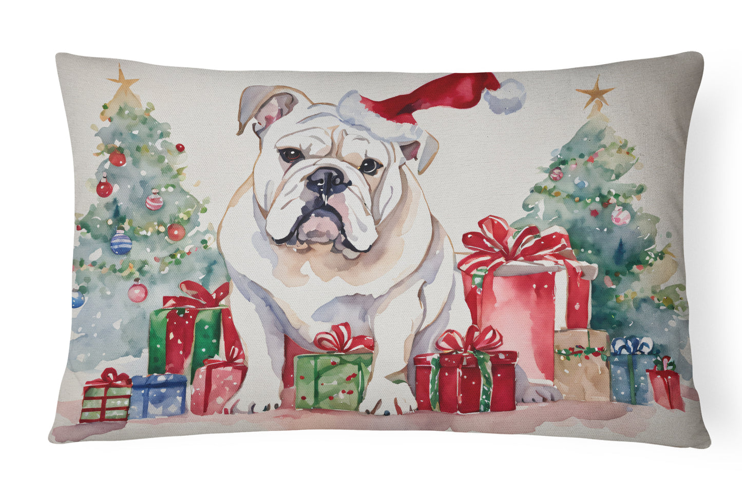 Buy this White English Bulldog Christmas Throw Pillow