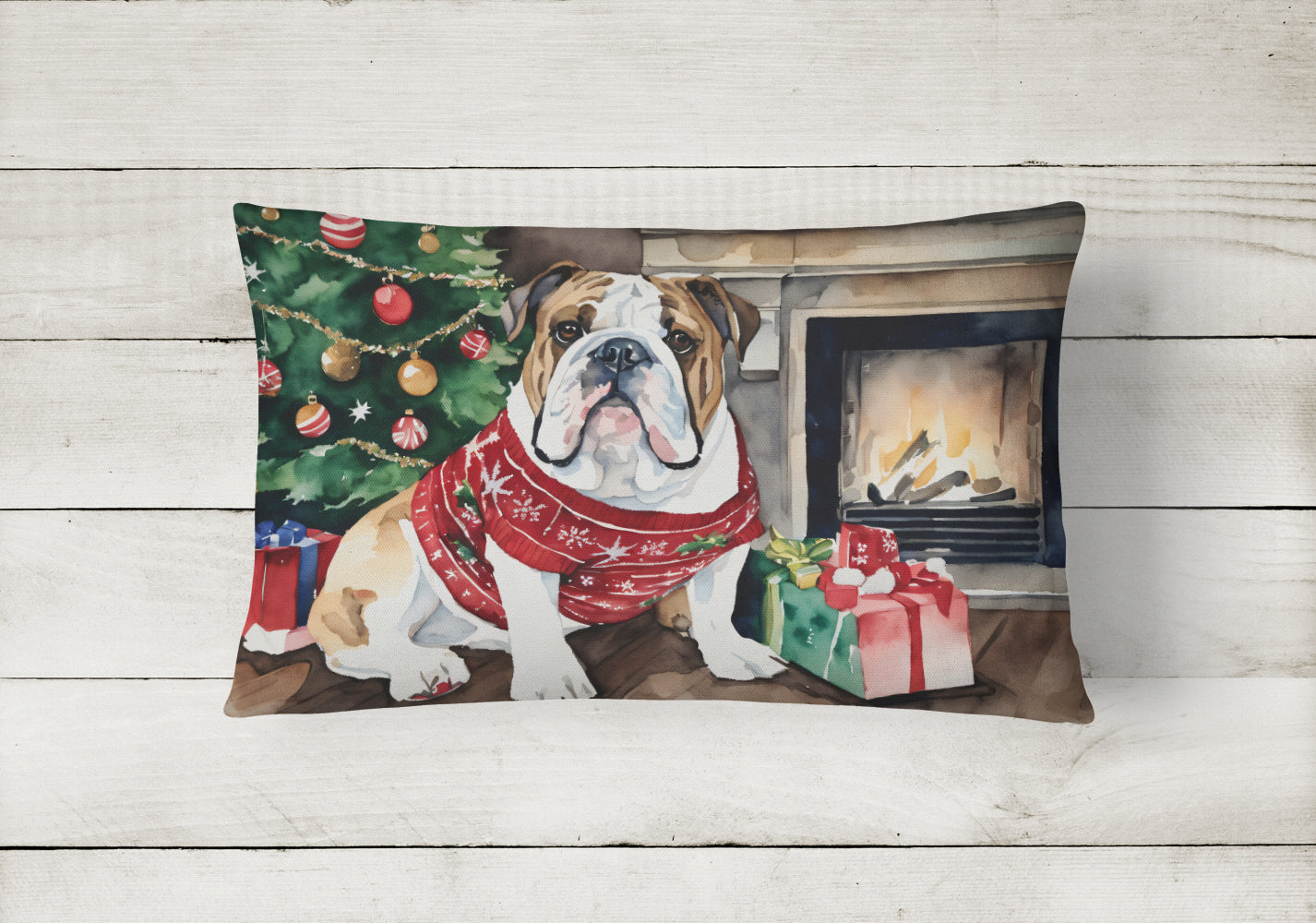 English Bulldog Christmas Throw Pillow