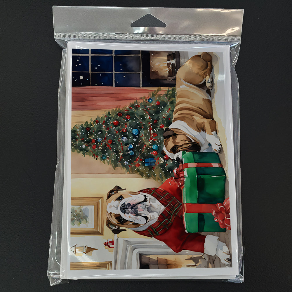 English Bulldog Christmas Greeting Cards and Envelopes Pack of 8