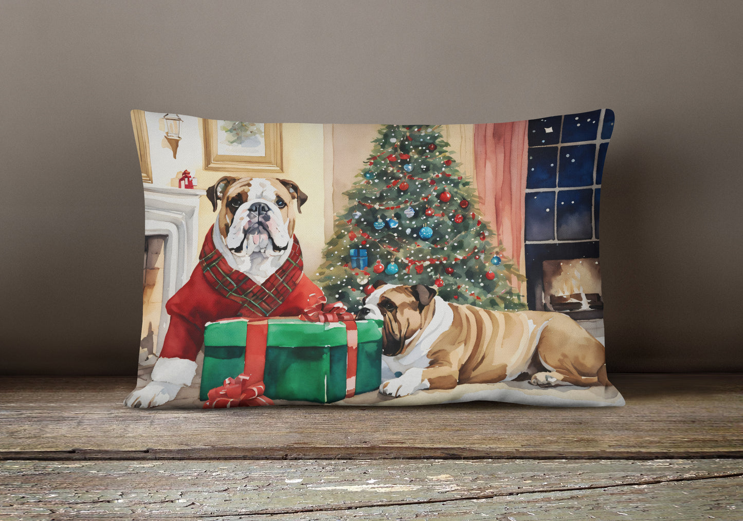 English Bulldog Christmas Throw Pillow