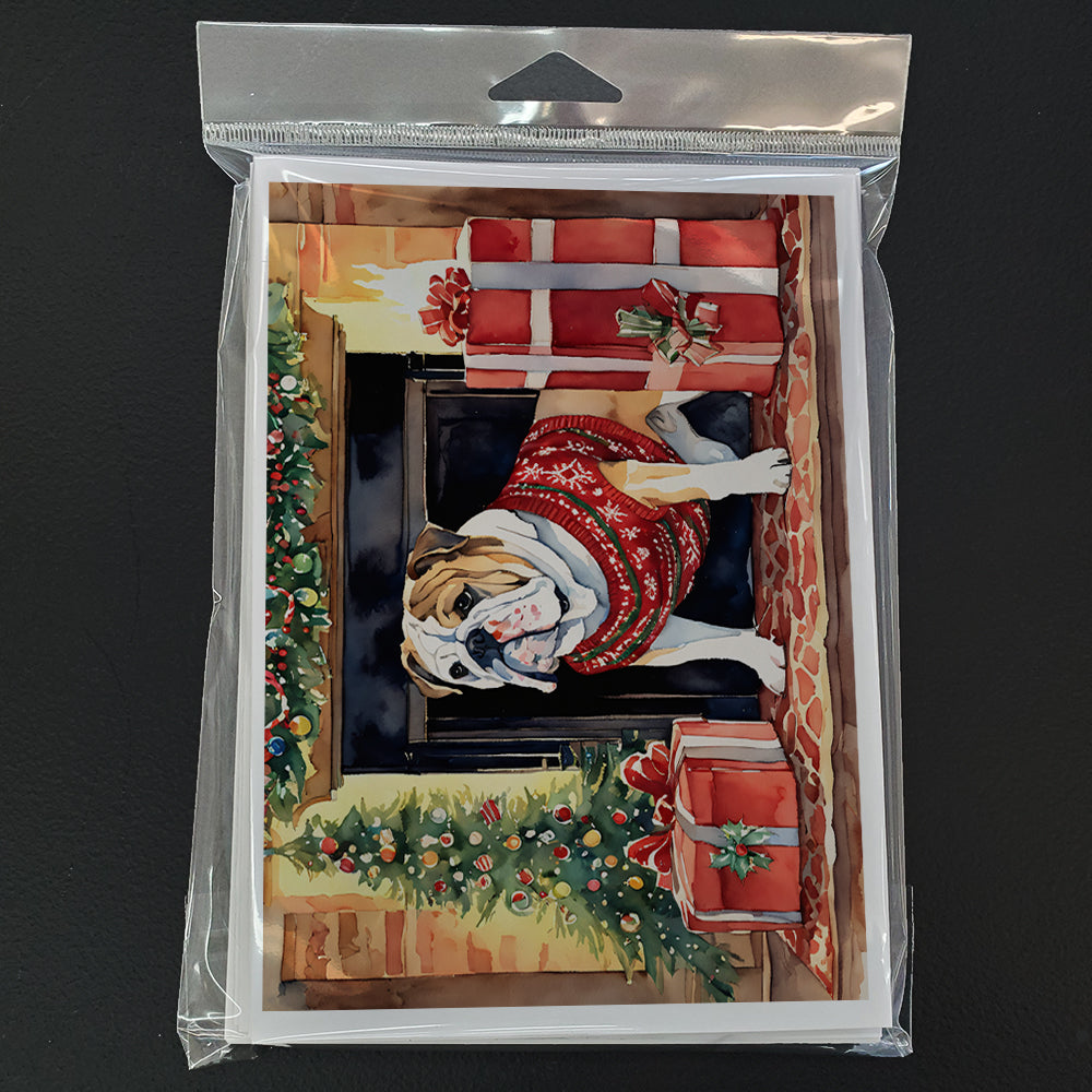 English Bulldog Christmas Greeting Cards and Envelopes Pack of 8