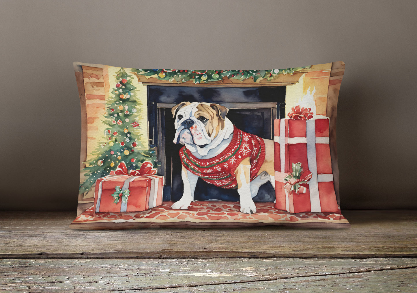 English Bulldog Christmas Throw Pillow