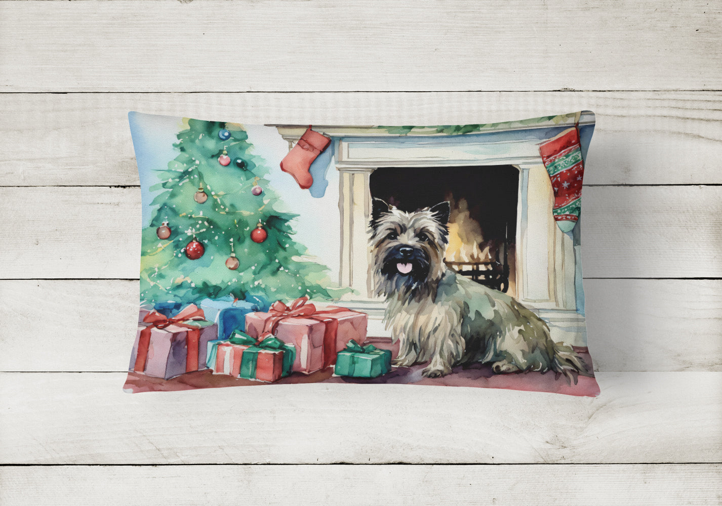 Cairn Terrier Christmas Throw Pillow