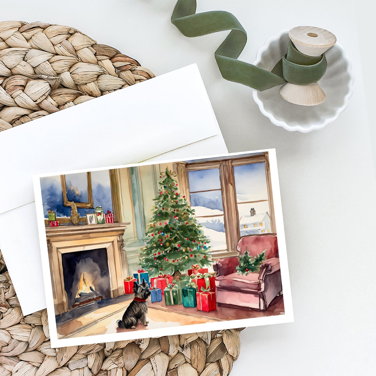 Cairn Terrier Christmas Greeting Cards and Envelopes Pack of 8