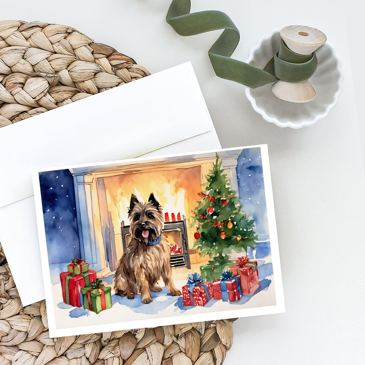 Cairn Terrier Christmas Greeting Cards and Envelopes Pack of 8