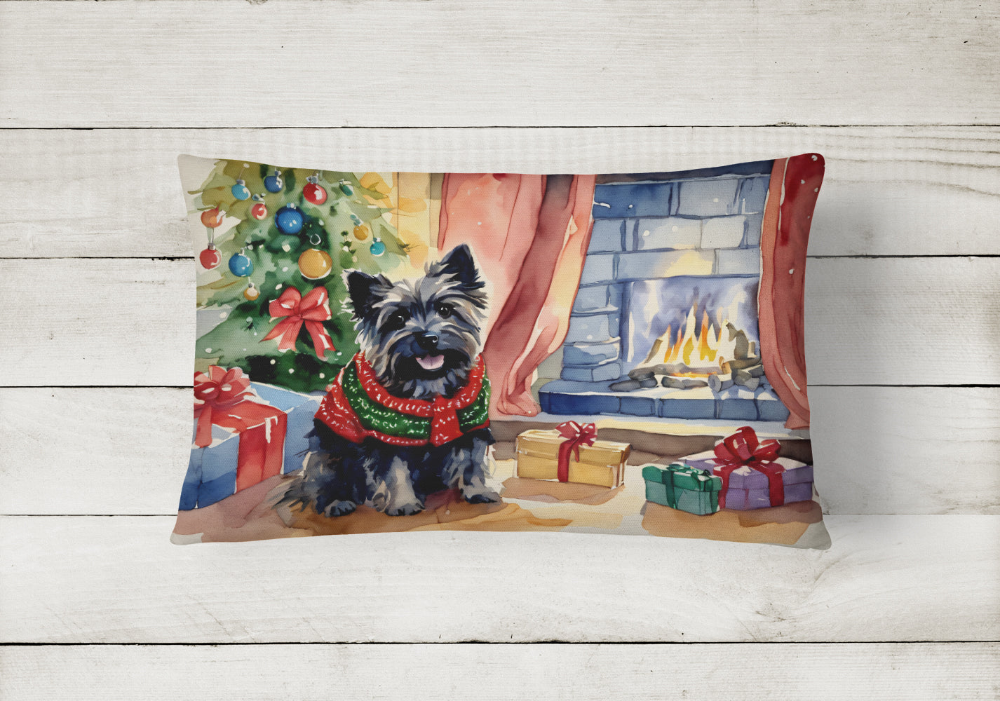 Cairn Terrier Christmas Throw Pillow